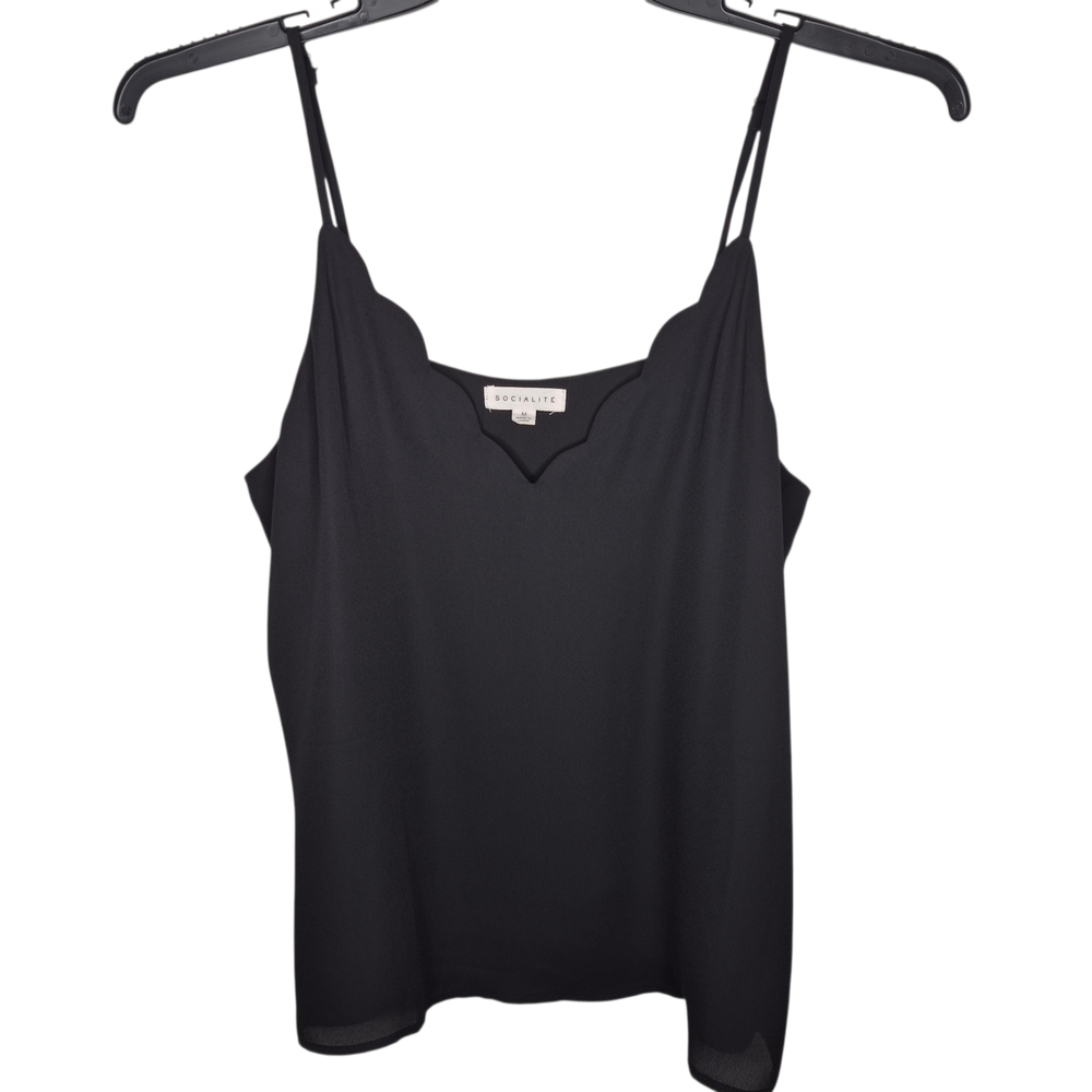 Socialite Black Scalloped Camisole